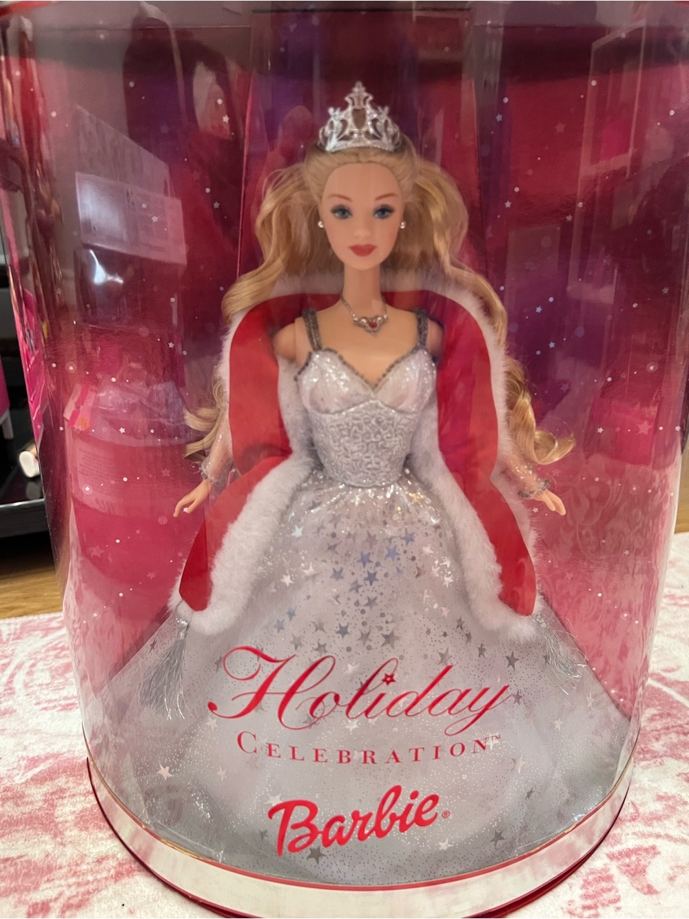 Barbie Holiday Celebration Doll in Silver Gown with Red Cape